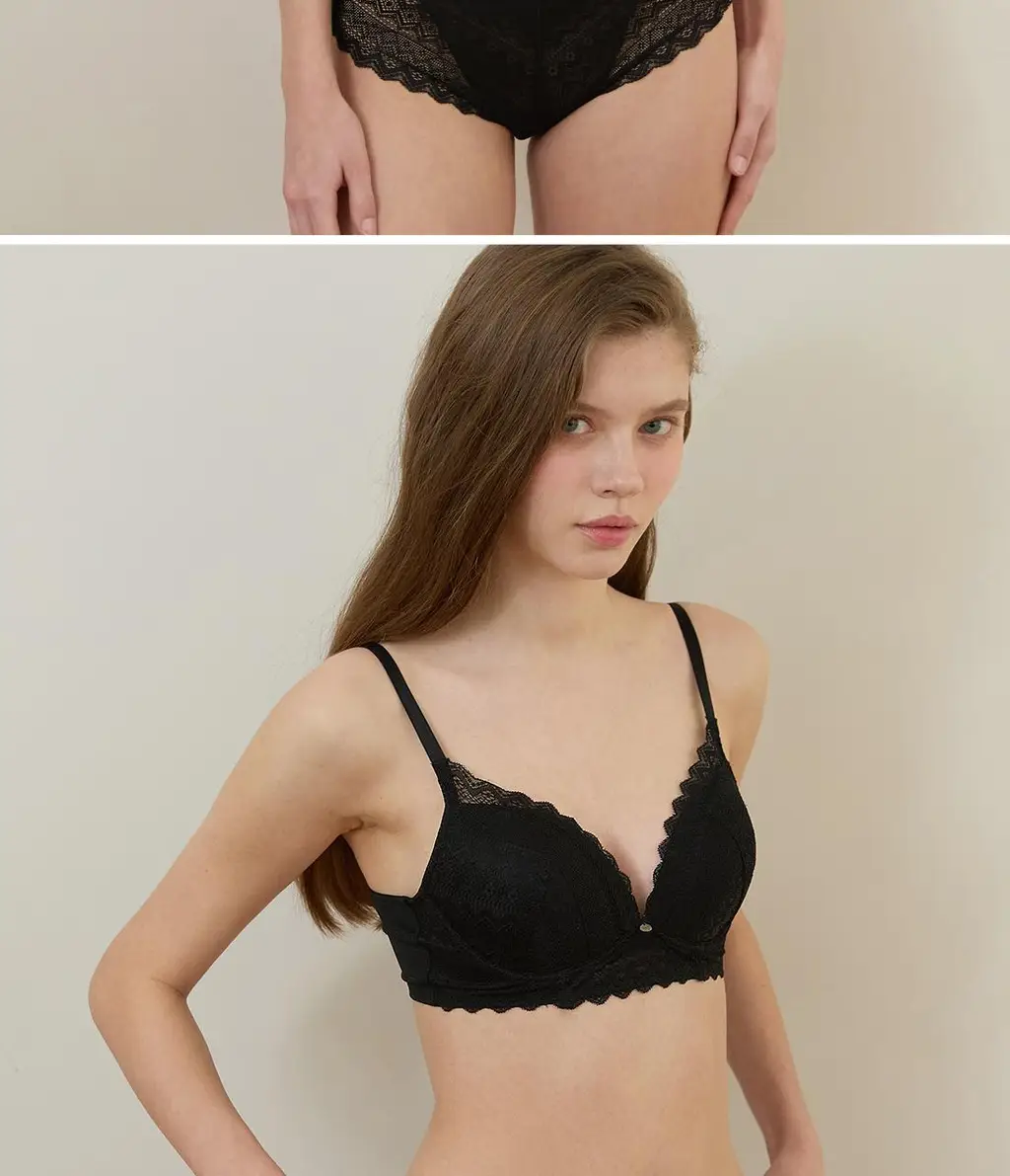 [Wonderbra] 로맨틱 레이스 노와이어 브라팬티 2종세트 블랙 WBW5N19_T 상세페이지 21